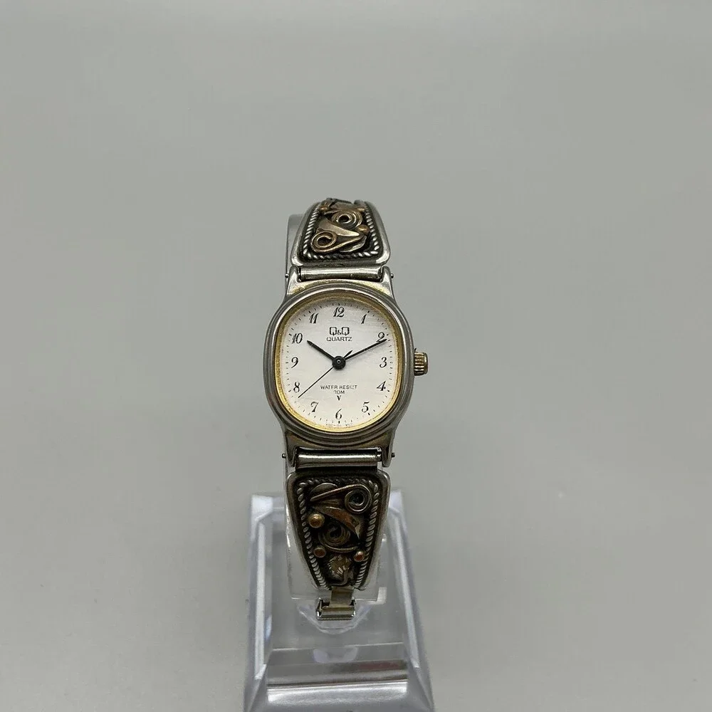 Q&Q Native American Sterling 12KGF Tips Womens Watch 21mm New Battery